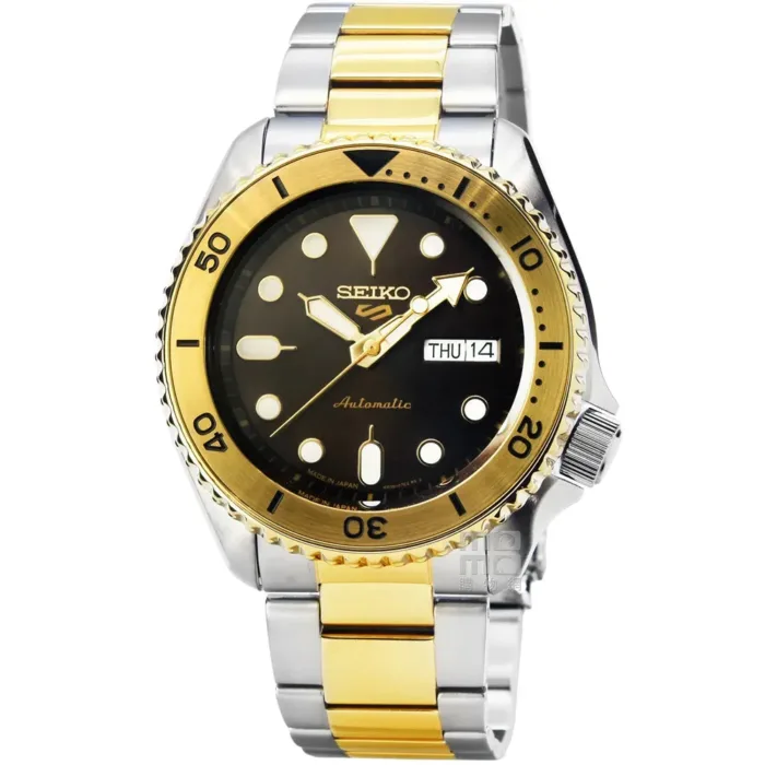 Seiko 5 Sports Automatic Brown Dial Two Tone Steel Strap Watch For Men - SRPK24 - Image 2